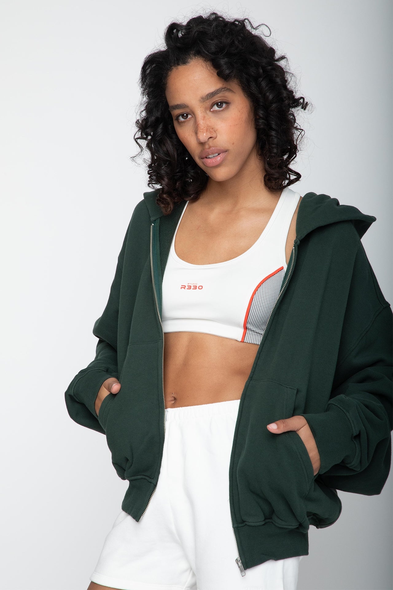 Unisex Oversized Zip Hoodie Green