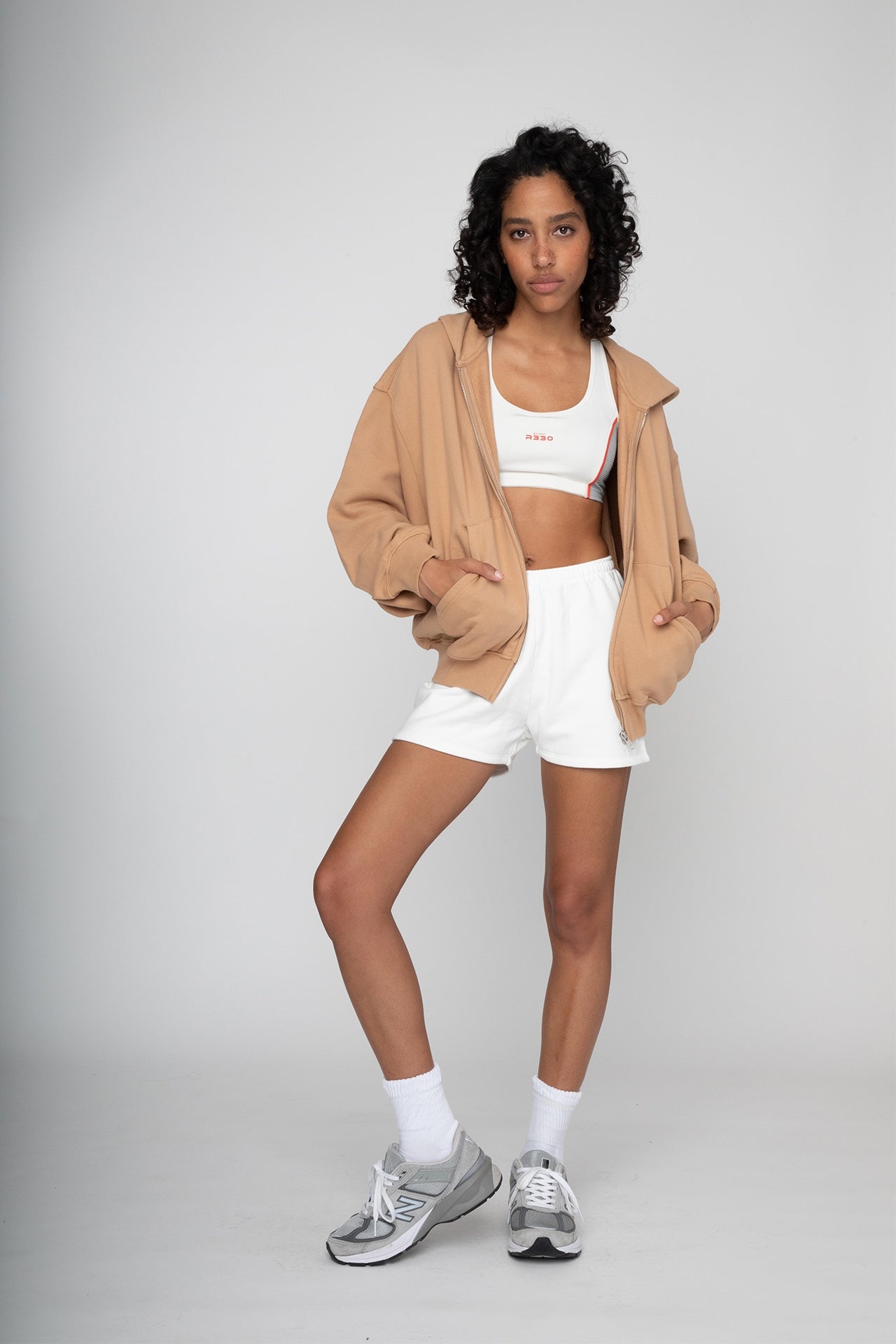 Unisex Oversized Zip Hoodie Light Brown