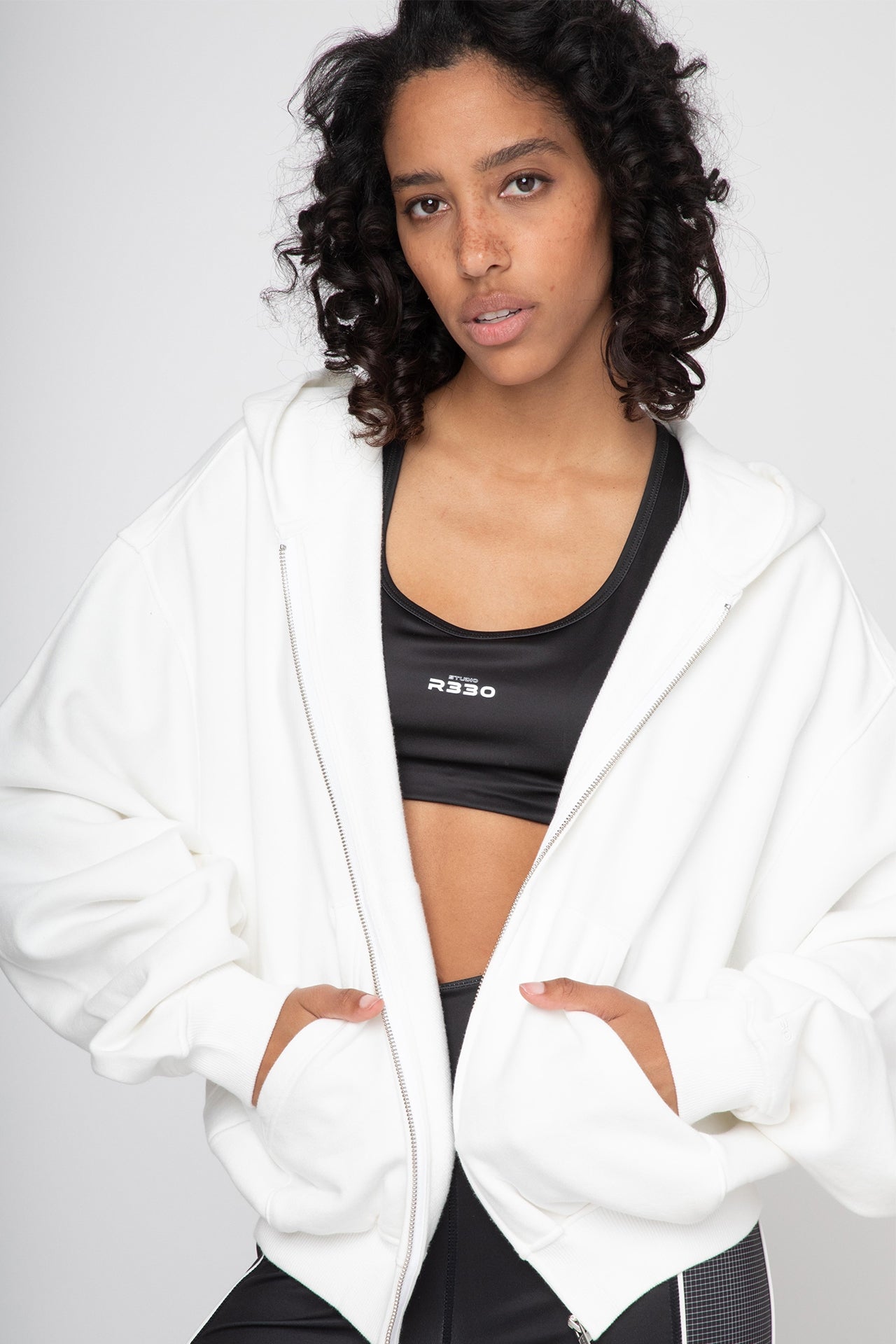 Unisex Oversized Zip Hoodie White