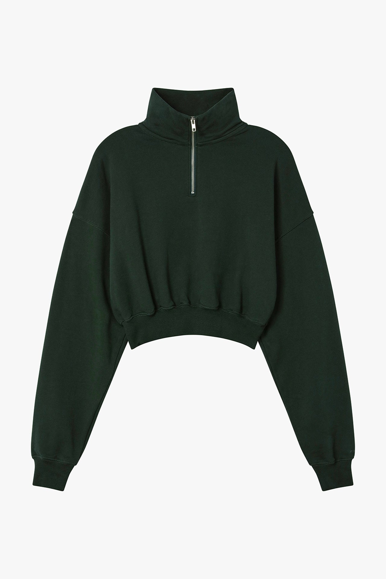 Cropped Half Zip Sweat in Green