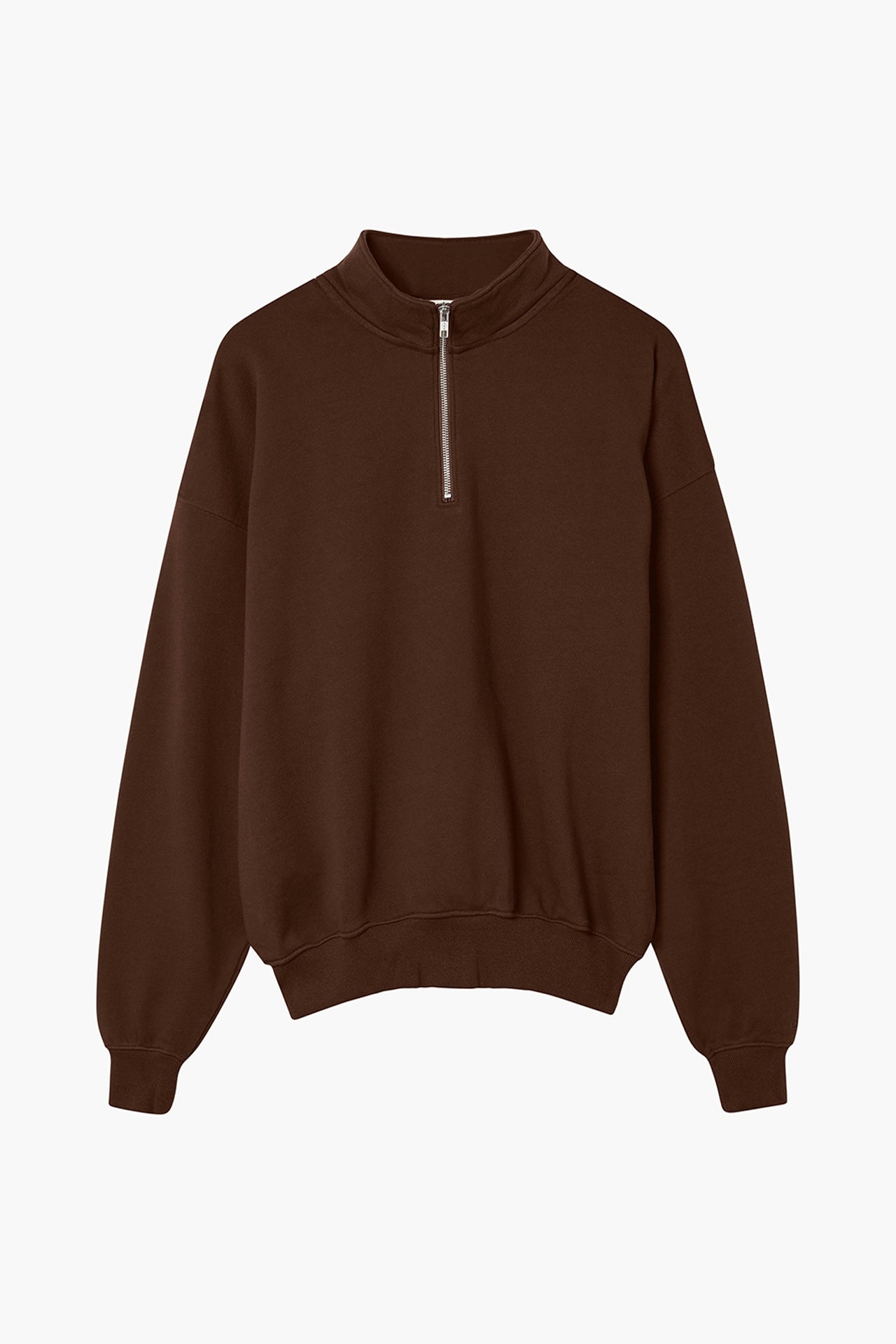 Unisex Oversized Half Zip Sweat Brown