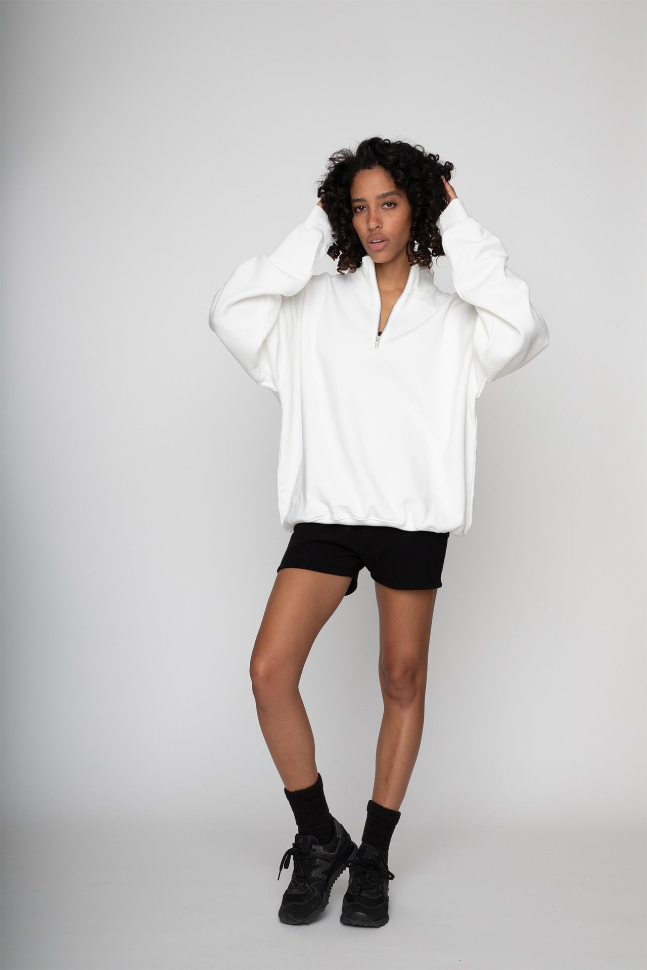 Unisex Oversized Half Zip Sweat White