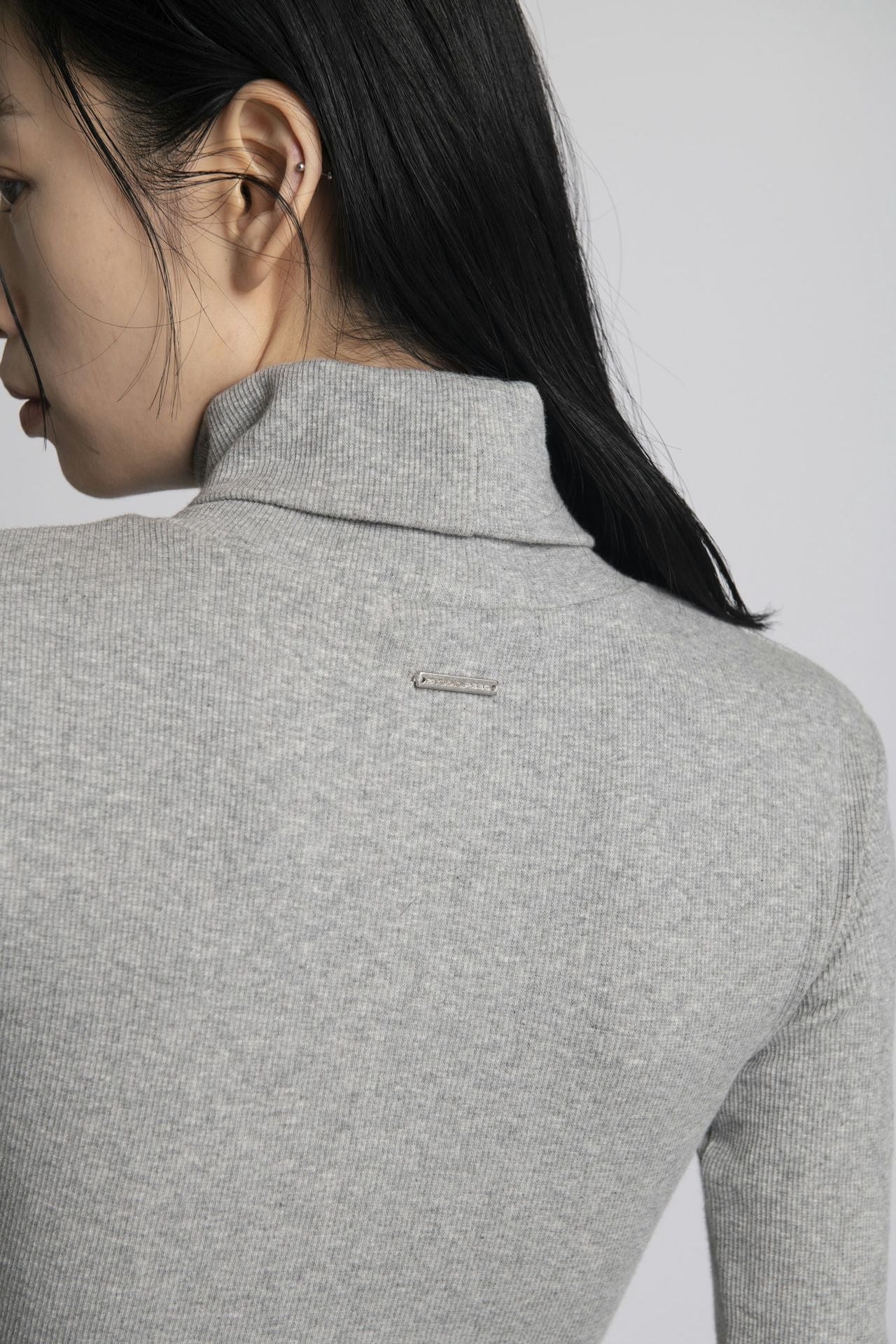 Neo Fitted Cropped Turtle Neck Gray