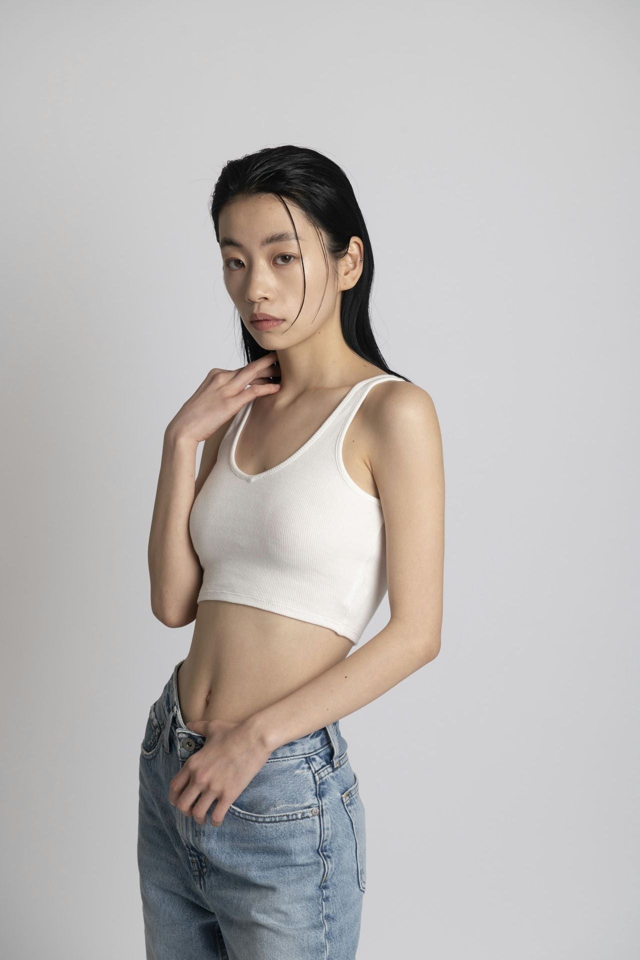 Neo Fitted Cropped Tank White