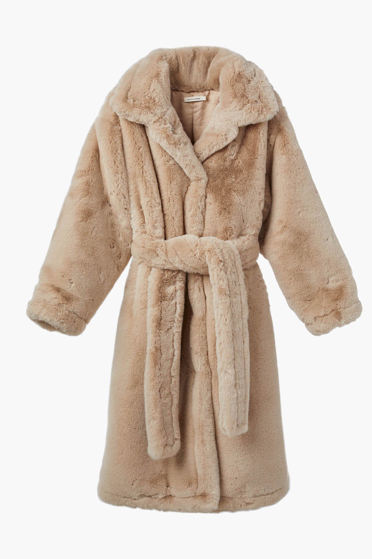 Unisex Eco-Fur Robe Coat Beige