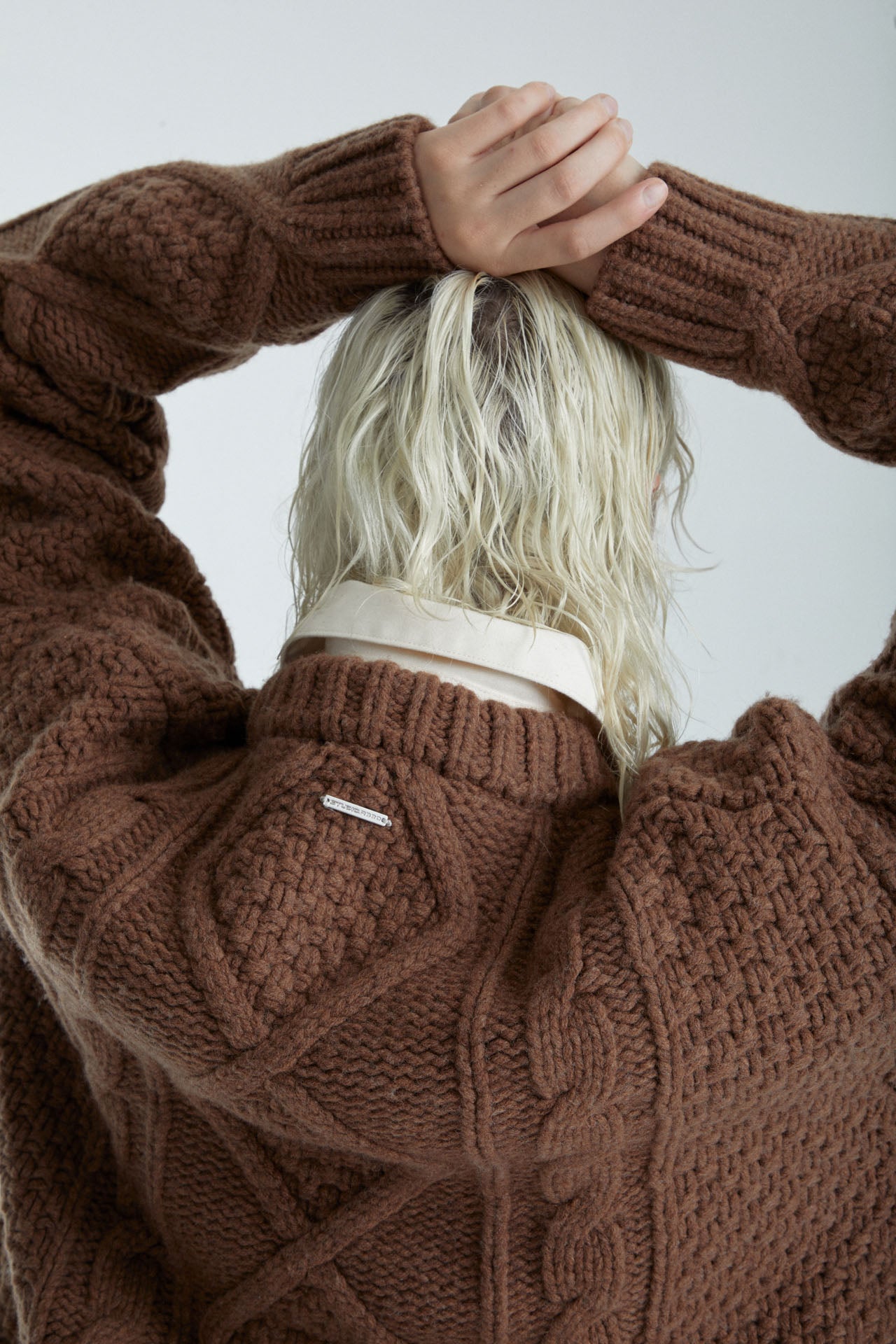 Unisex Cable Knit Sweater Dark Brown