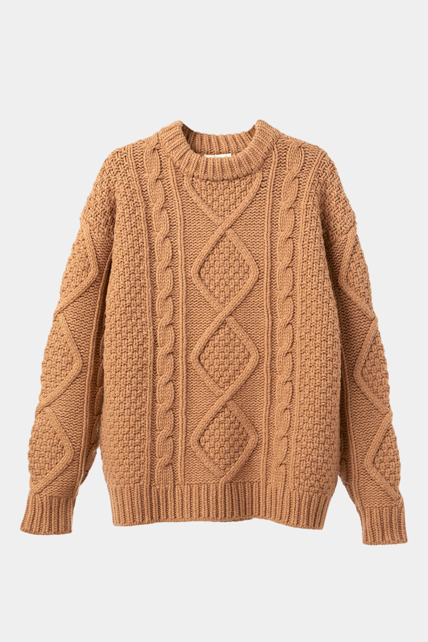 Unisex Cable Knit Sweater Light Brown