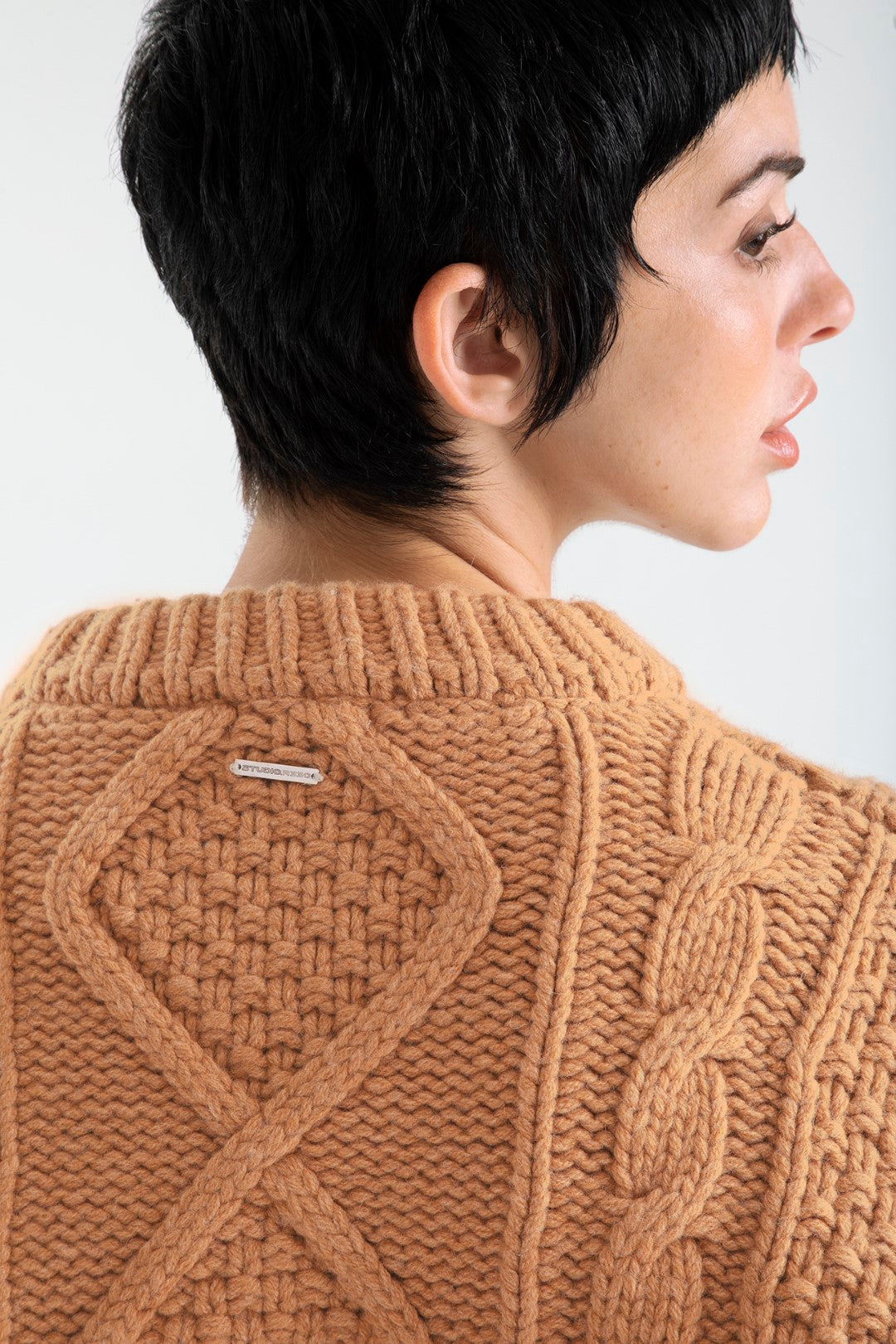 Unisex Cable Knit Sweater Light Brown
