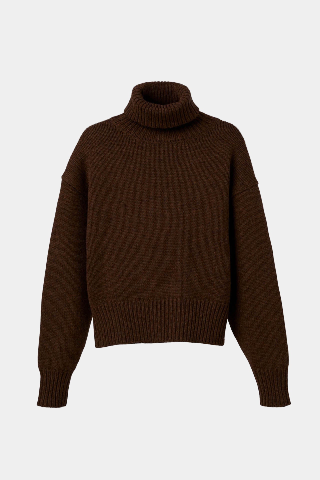 Turtle Neck Knit Sweater Brown