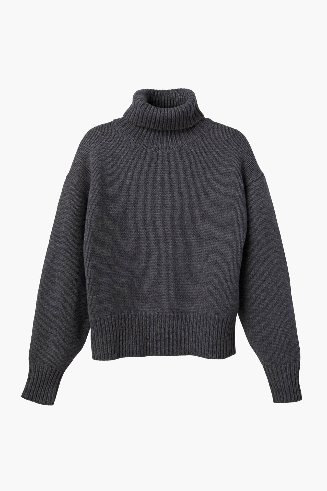 Turtle Neck Knit Sweater Gray