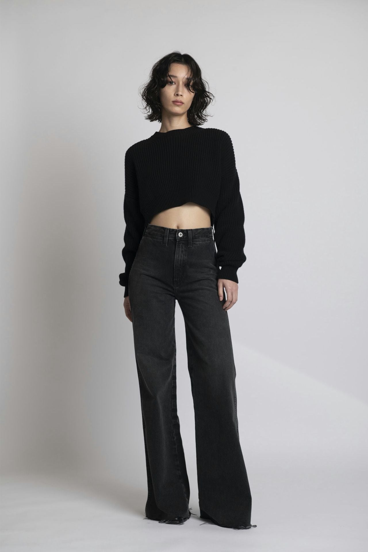 Organic Cotton Cropped Knit Black