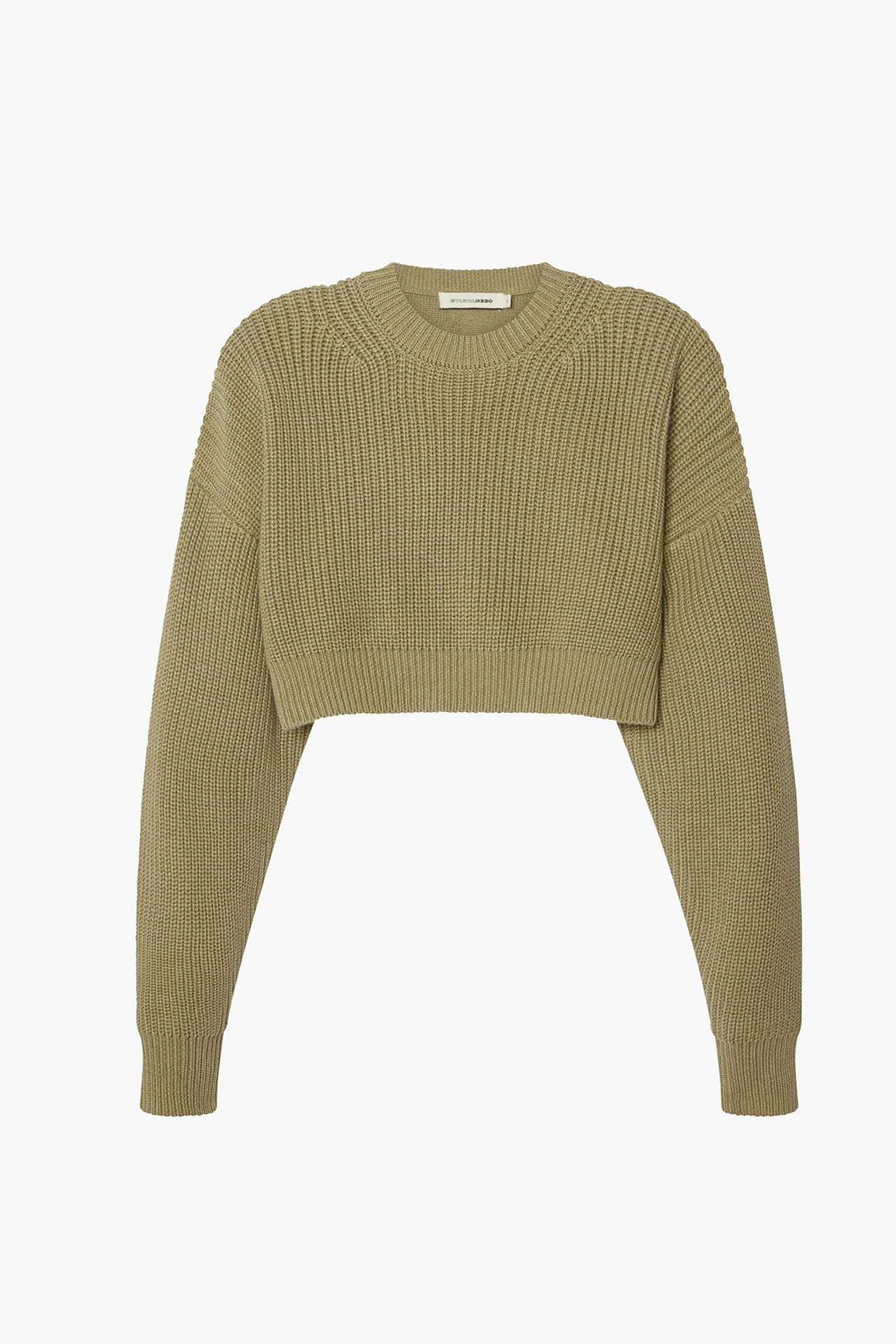 Organic Cotton Cropped Knit Olive