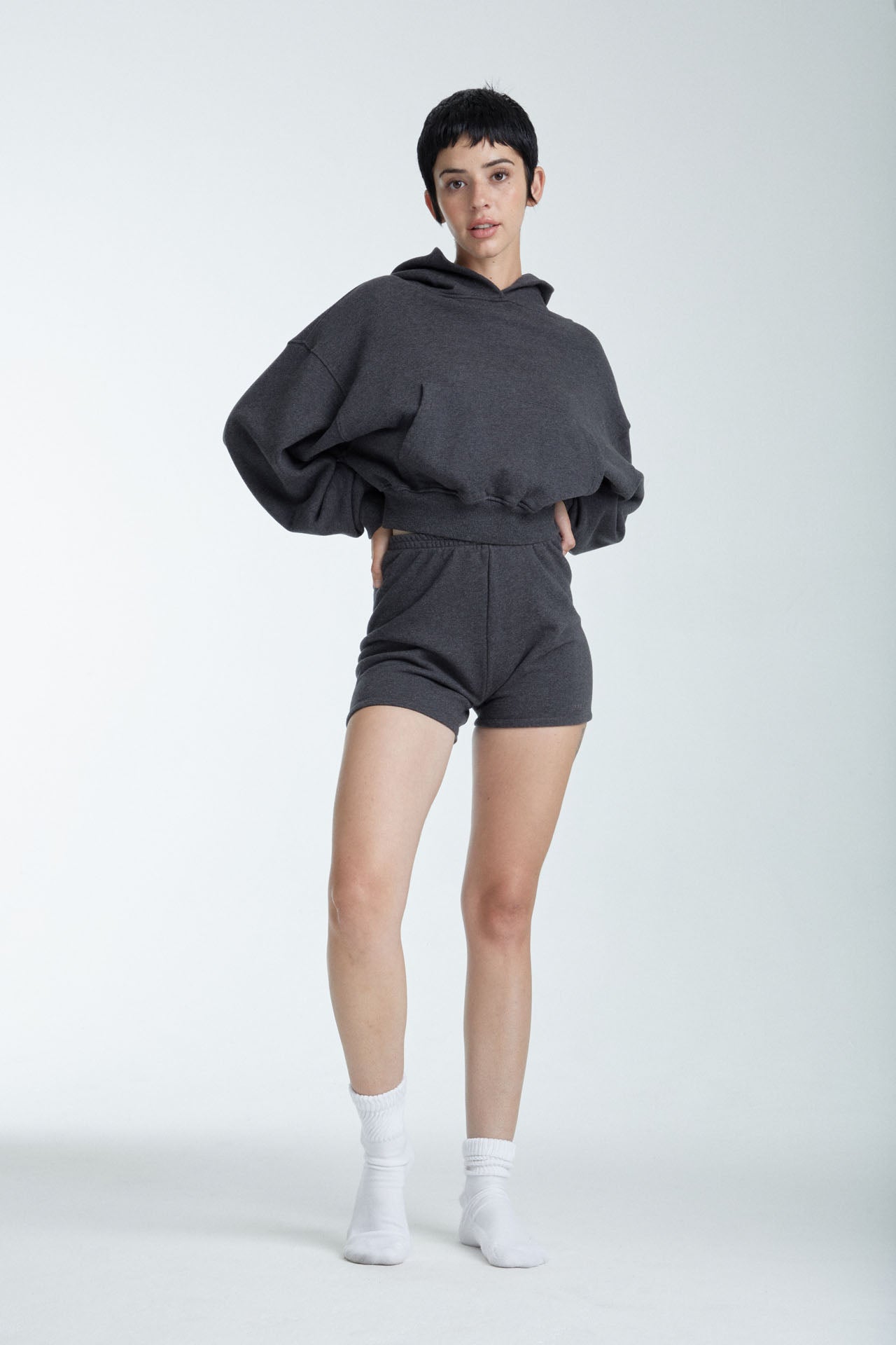 Women's Fitted Sweat Shorts Charcoal