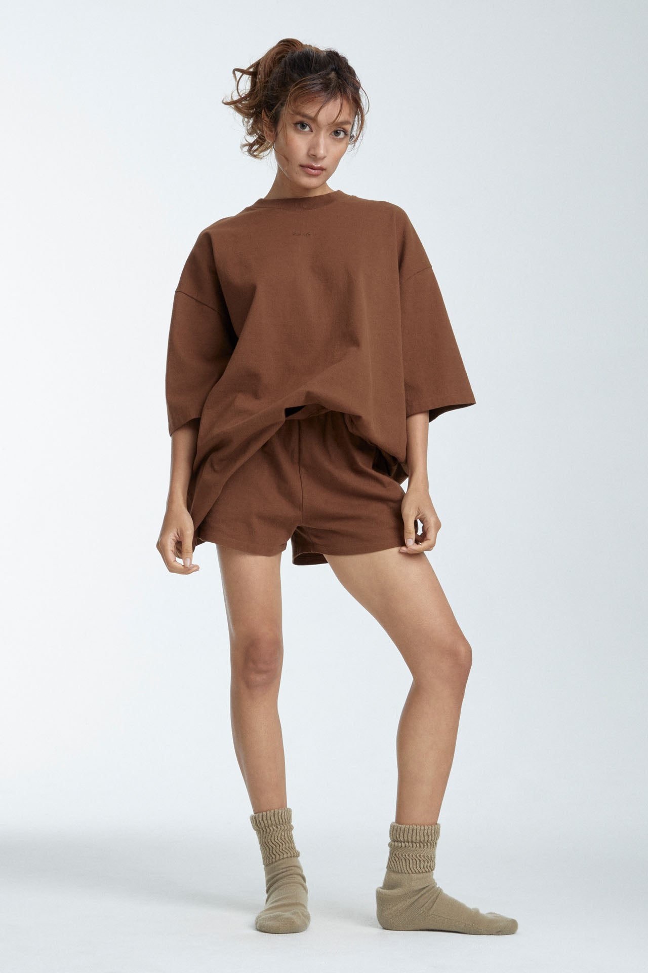 Women's Heavy weight Cotton Shorts Brown