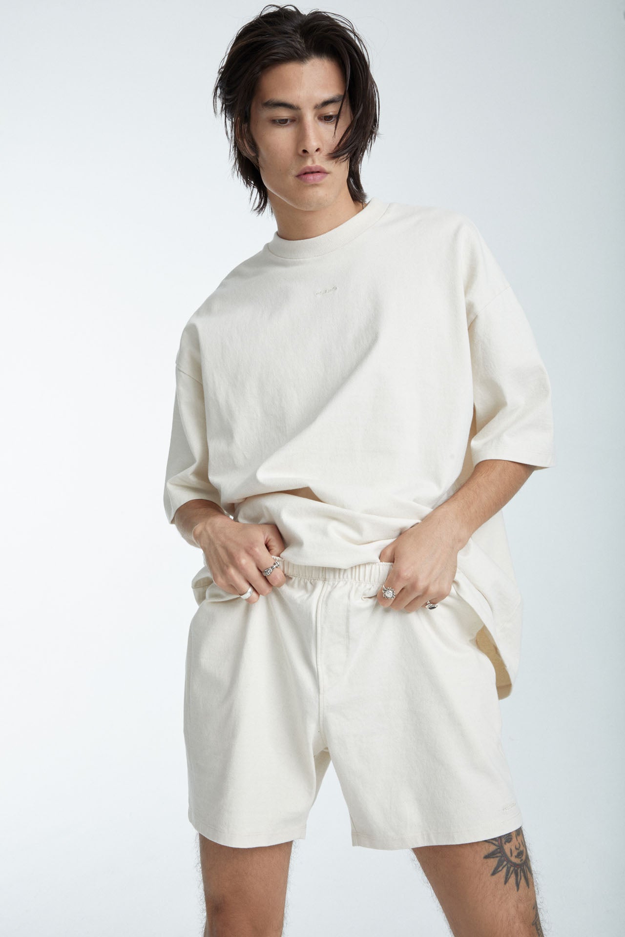 Unisex Heavy weight Cotton Shorts Ecru