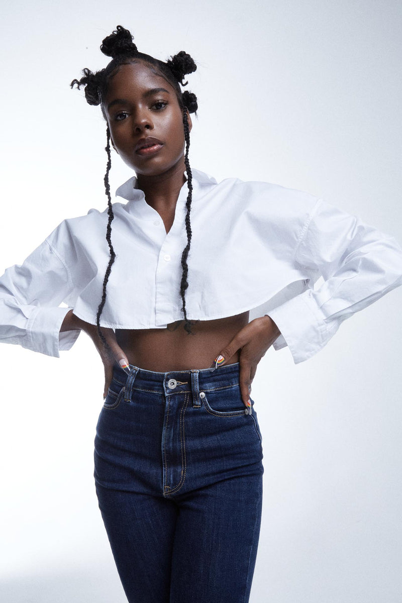 White Cotton Shirt - Cropped Fit