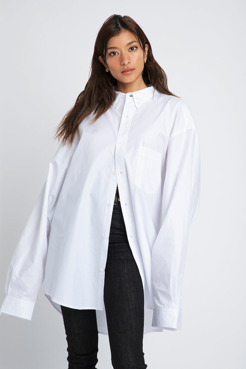 WHITE COTTON SHIRT - OVERSIZED FIT