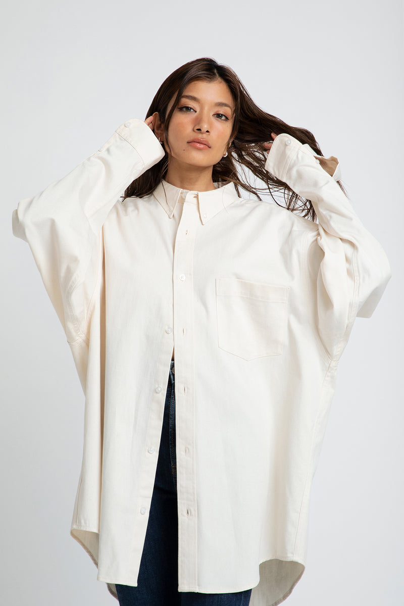 ECRU COTTON SHIRT - OVERSIZED FIT