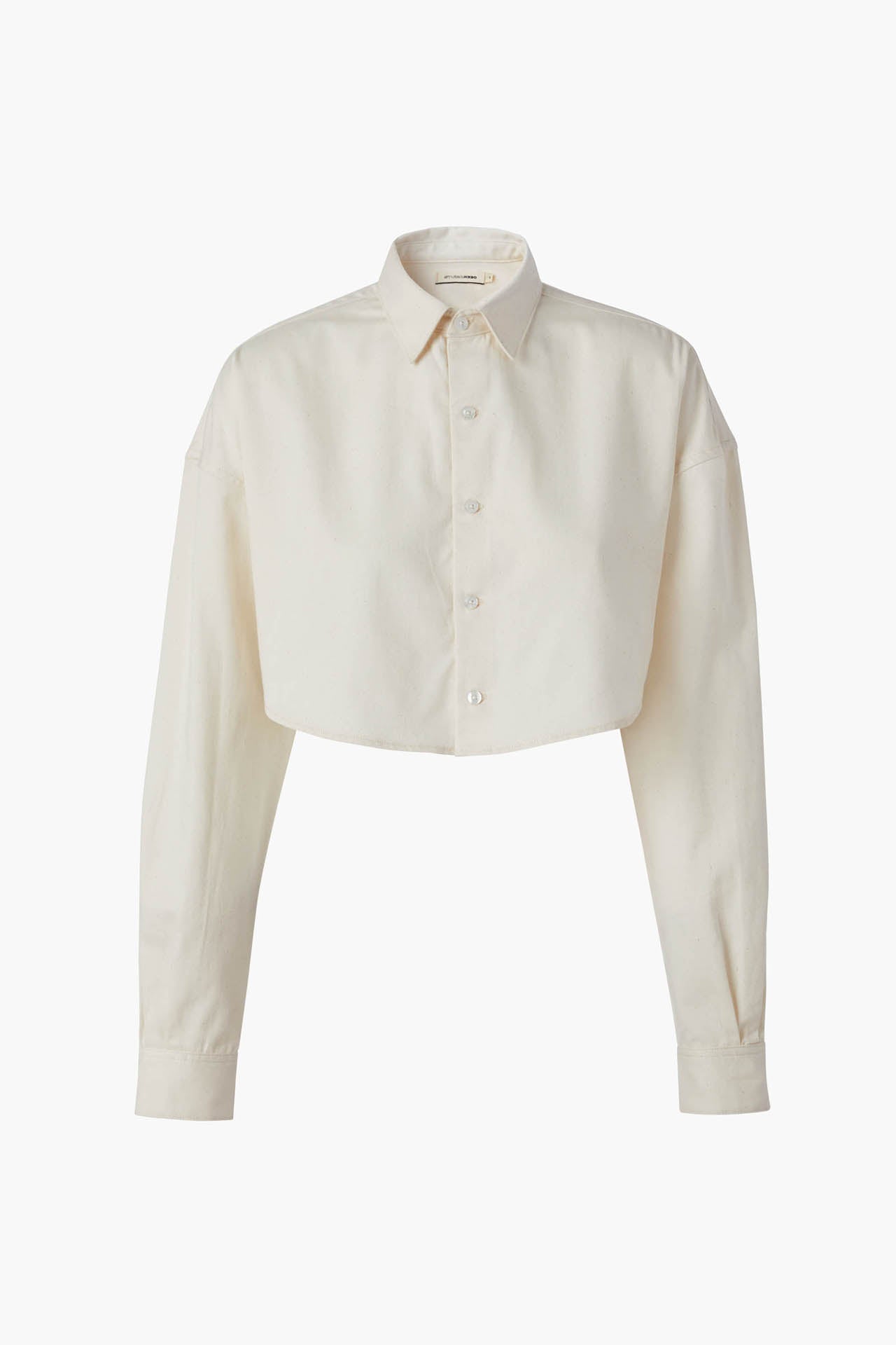 Ecru Cotton Shirt - Cropped Fit front