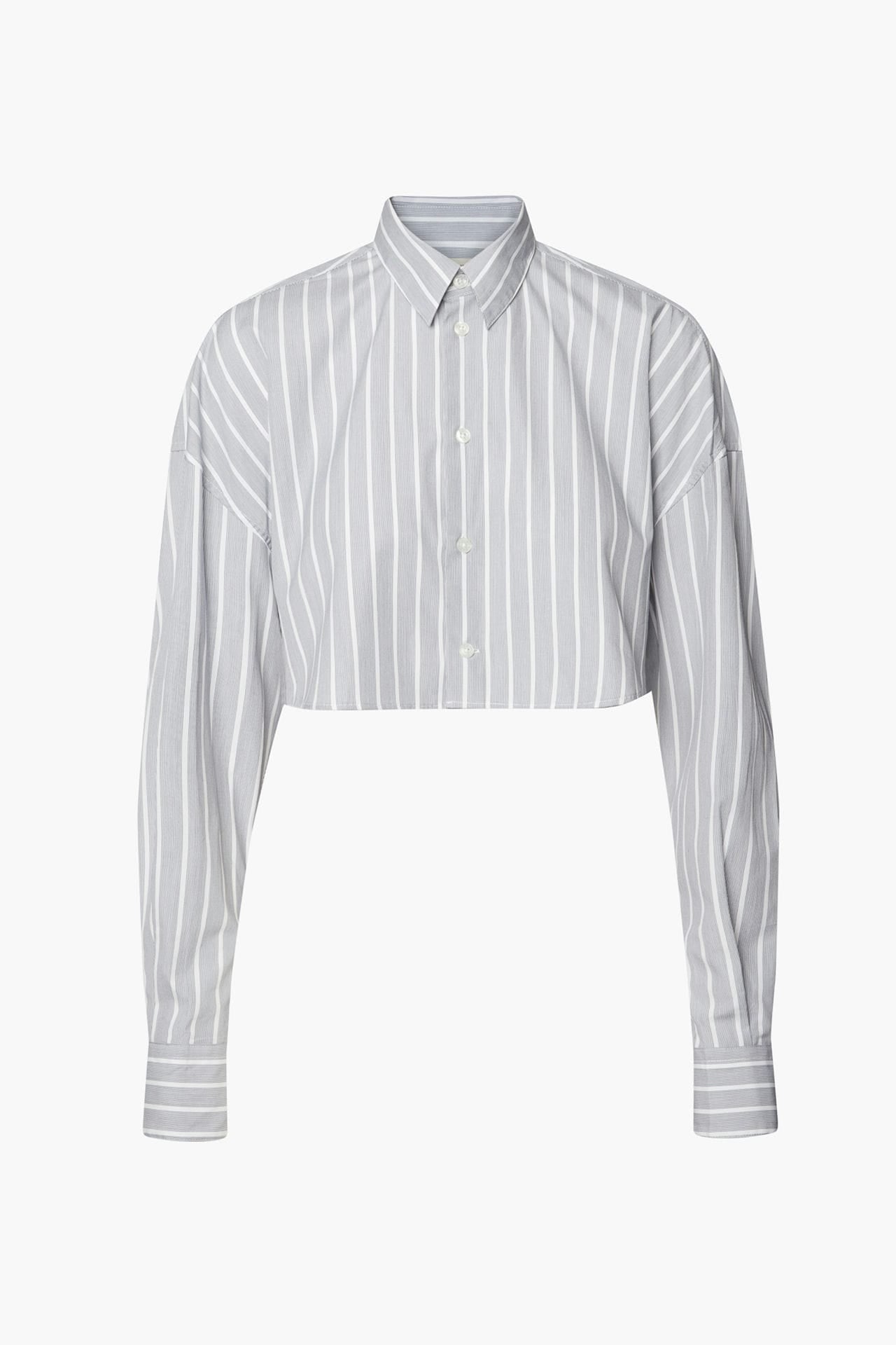 Cropped Shirt Grey Stripe
