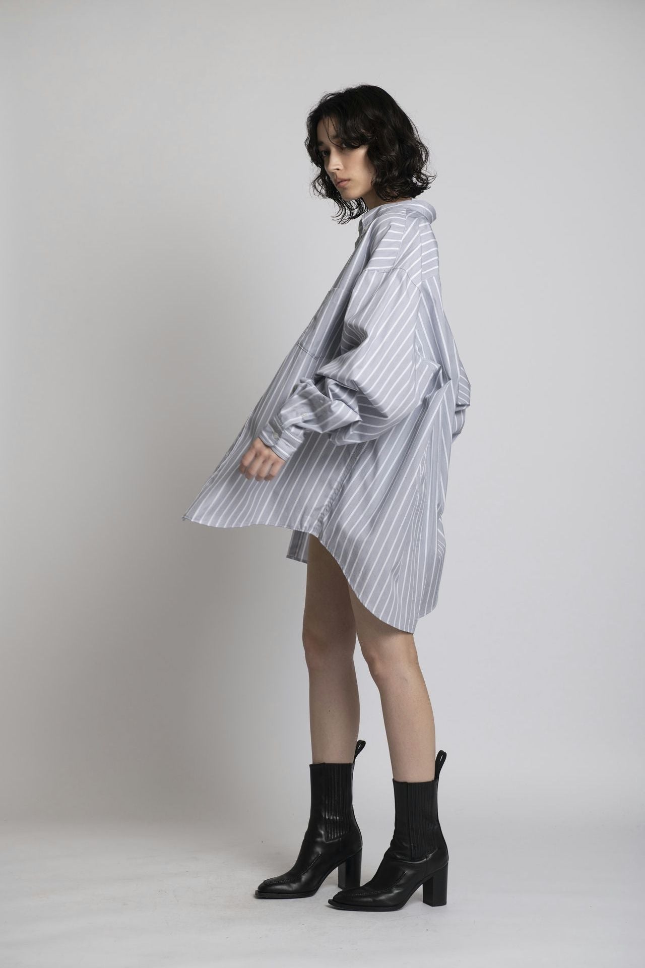 Striped Shirt - Unisex Oversized Fit Gray