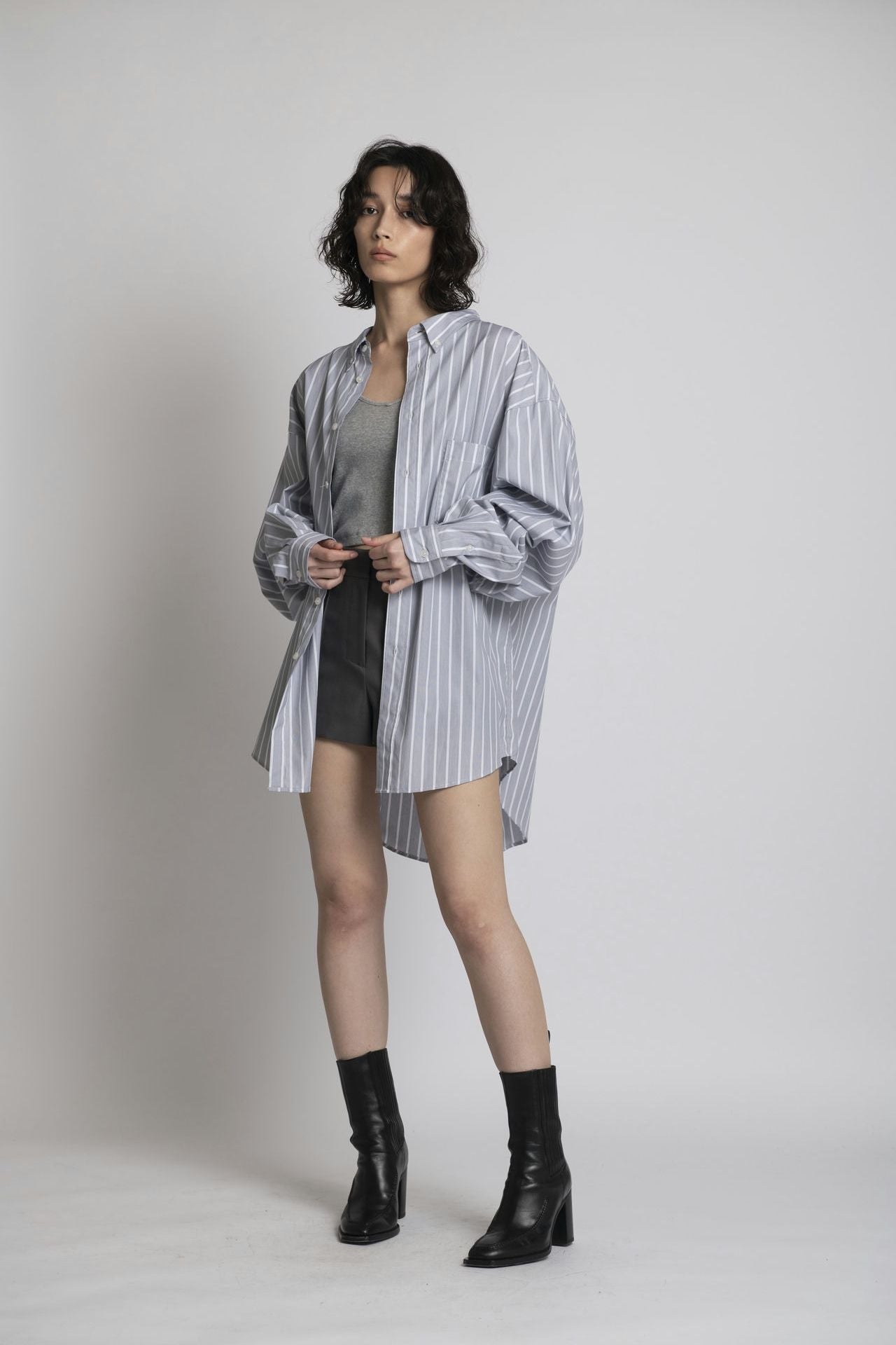 Striped Shirt - Unisex Oversized Fit Gray