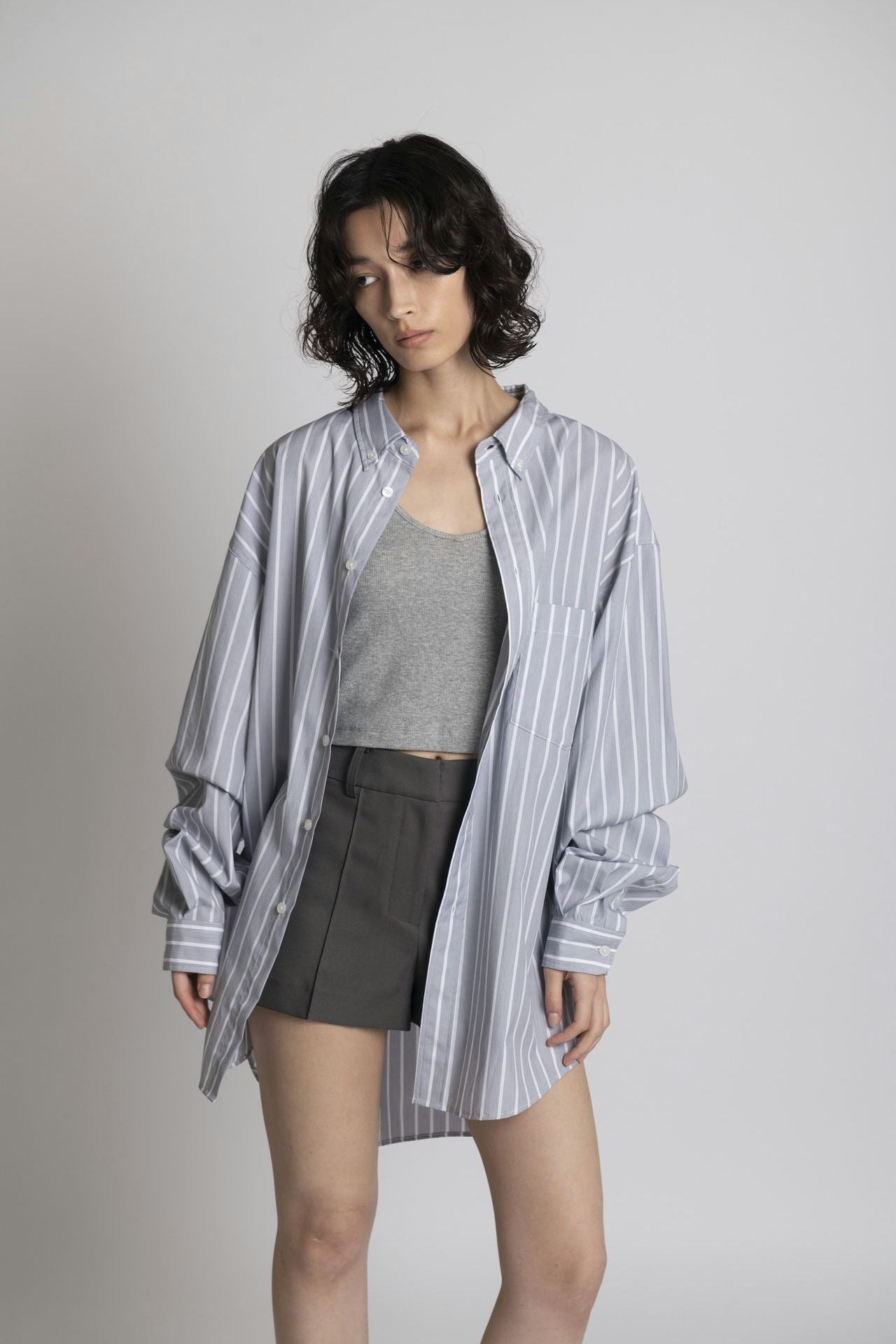 Striped Shirt - Unisex Oversized Fit Gray