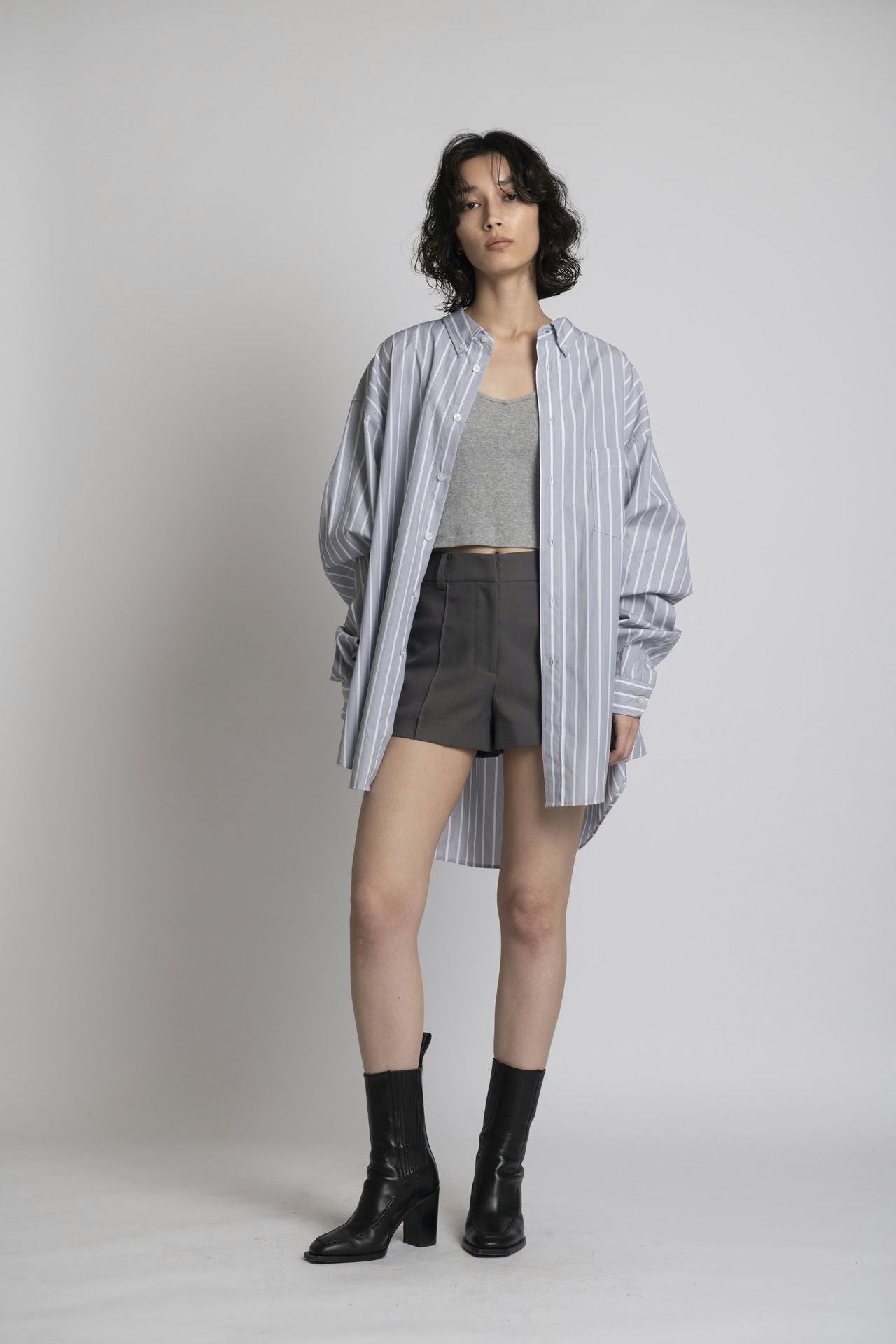 Striped Shirt - Unisex Oversized Fit Gray
