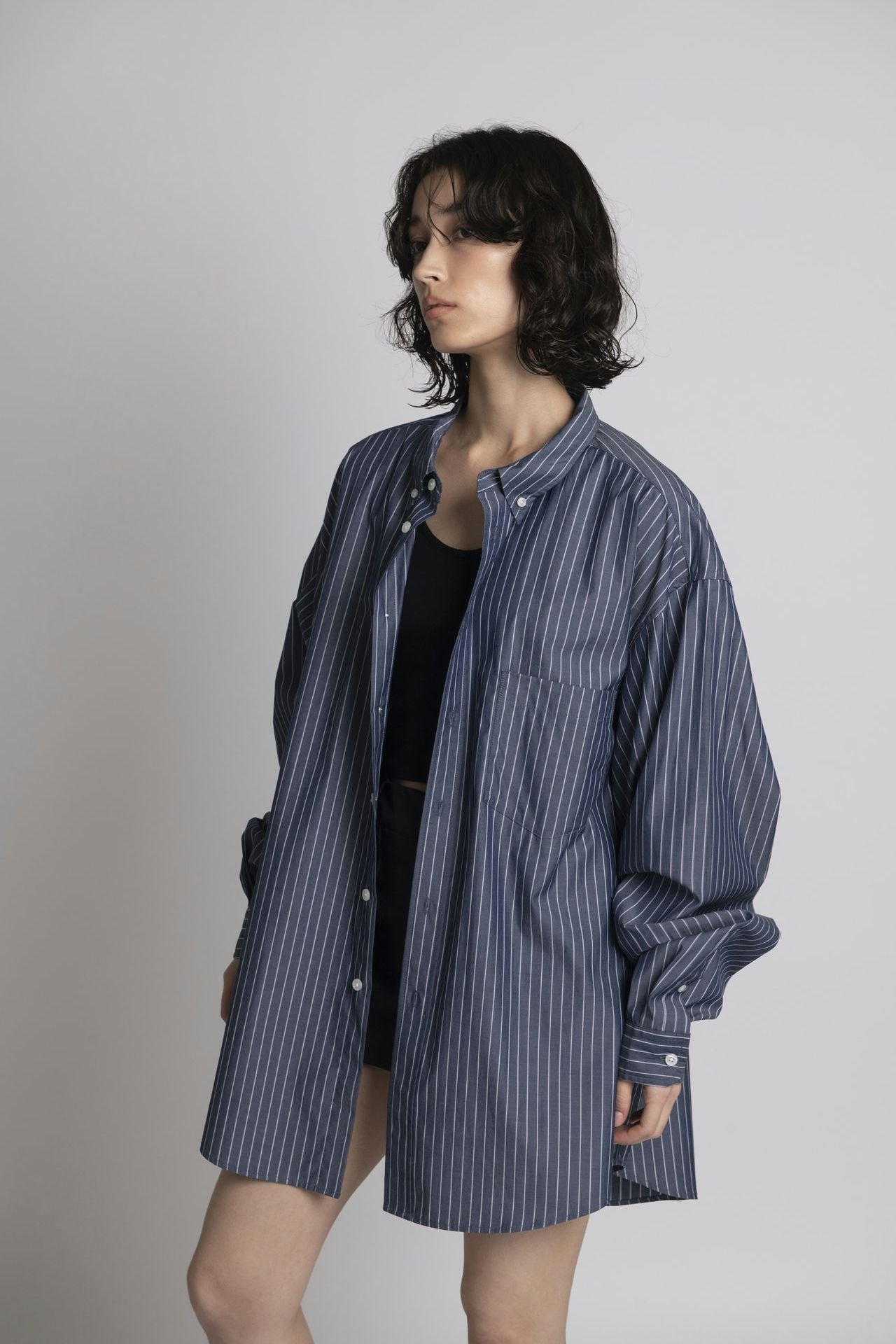 Striped Shirt - Unisex Oversized Fit Navy
