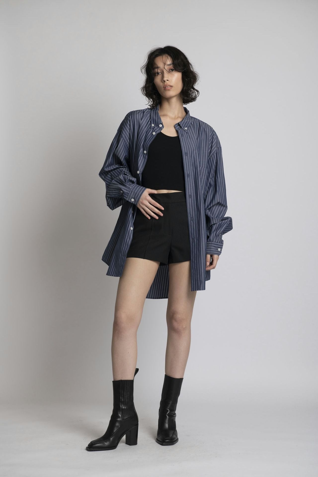 Striped Shirt - Unisex Oversized Fit Navy