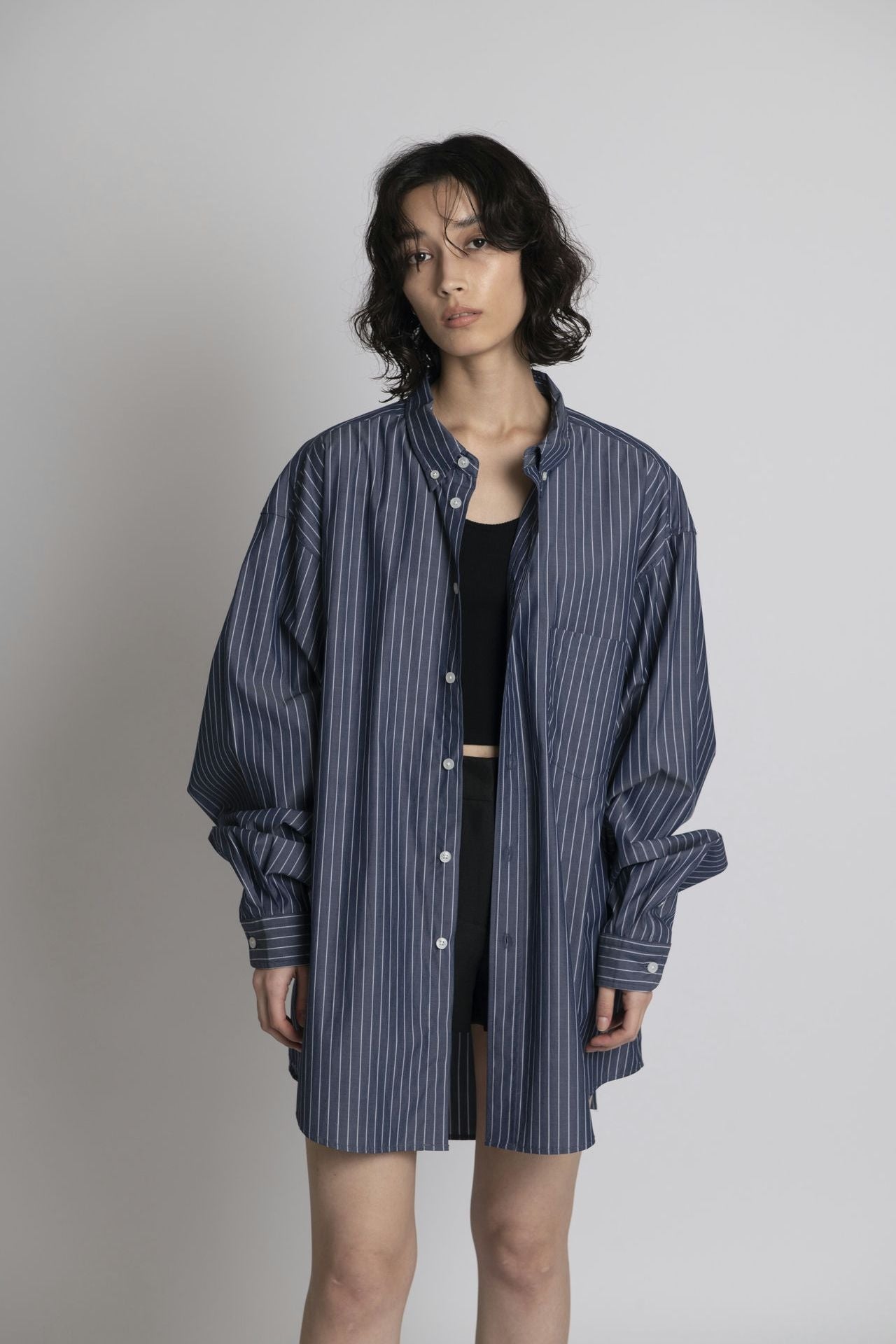 Striped Shirt - Unisex Oversized Fit Navy