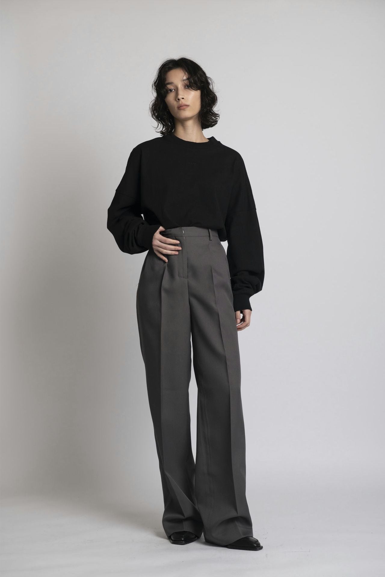 Unisex Cotton Oversized Boxed Long Tee Black