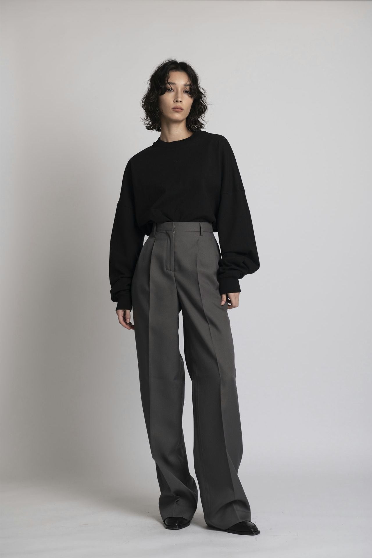 Unisex Cotton Oversized Boxed Long Tee Black