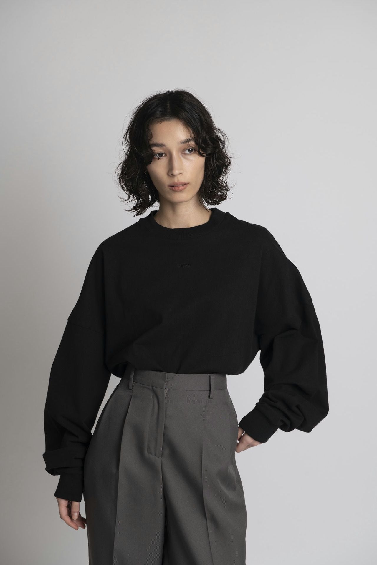 Unisex Cotton Oversized Boxed Long Tee Black