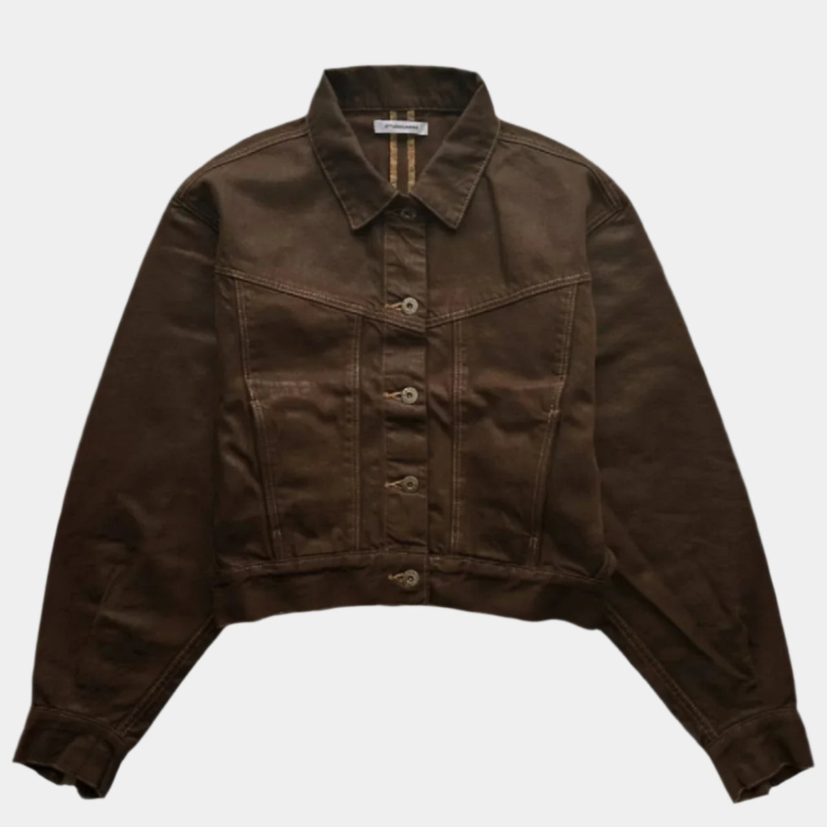 Coated Denim Jacket in Dark Brown