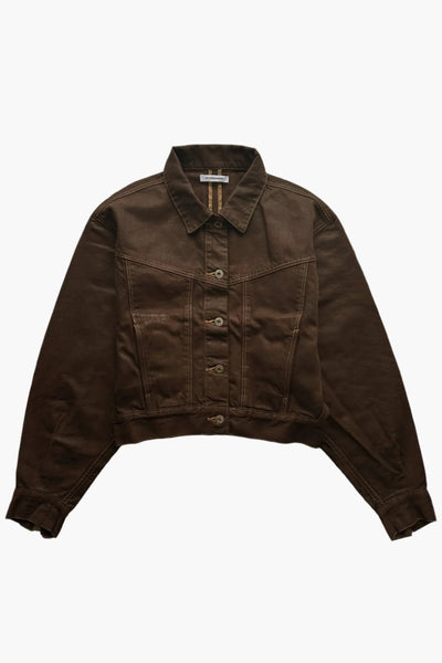 Coated Denim Jacket in Black