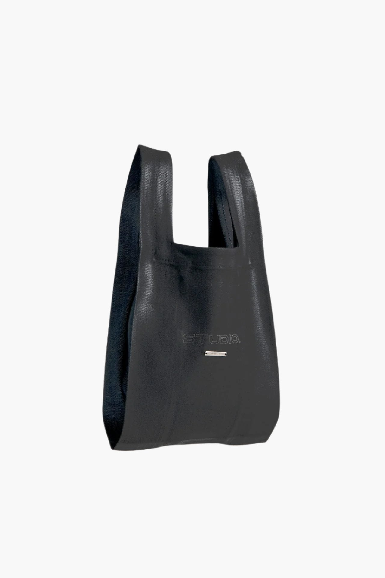 COATED DENIM MARCHE BAG SMALL BLACK COATING