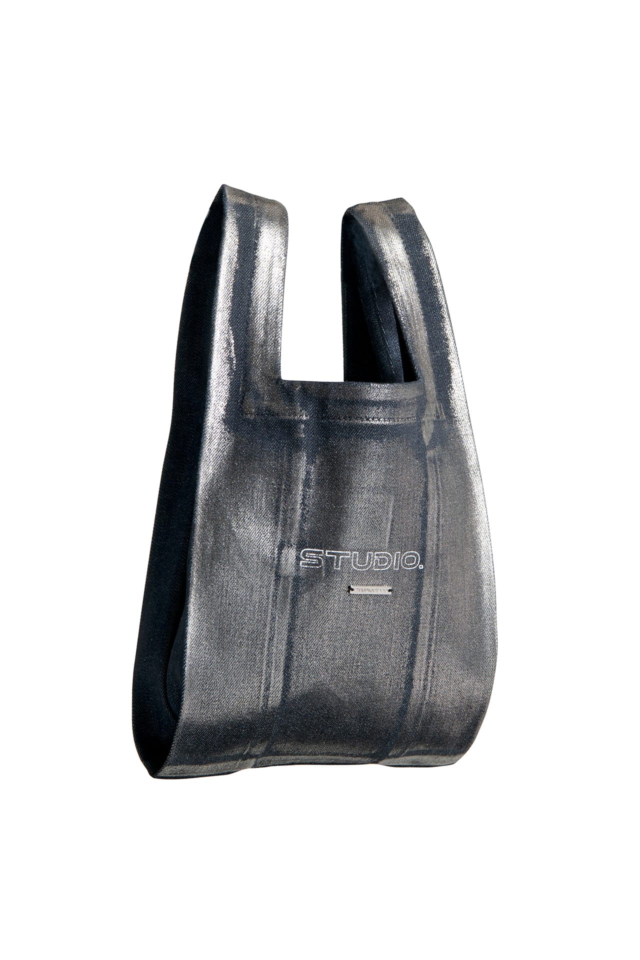 COATED DENIM MARCHE BAG SMALL - Black side