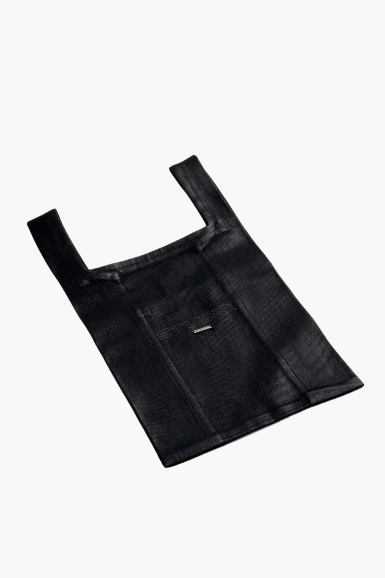 COATED DENIM MARCHE BAG MEDIUM BLACK COATING