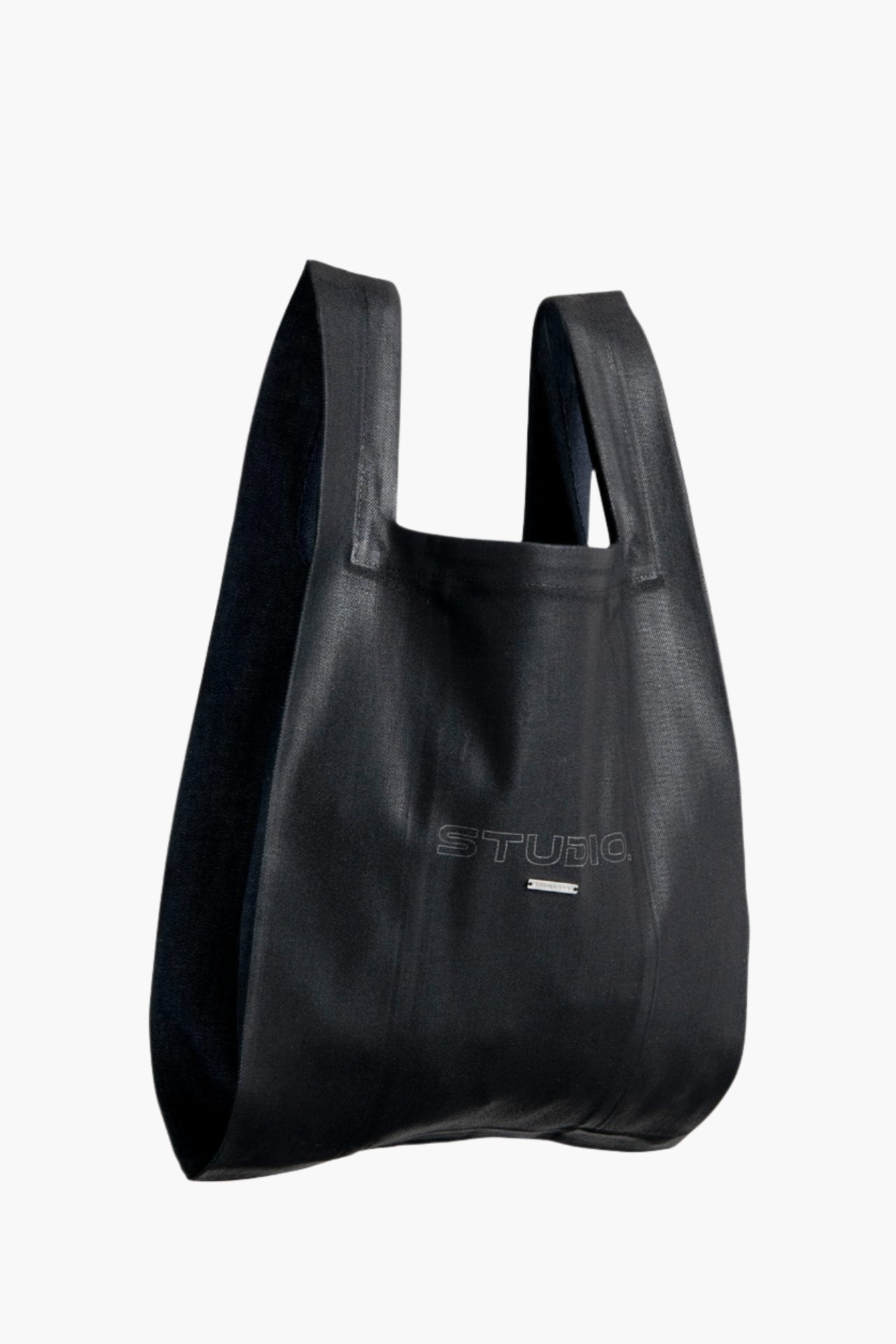 COATED DENIM MARCHE BAG MEDIUM BLACK COATING