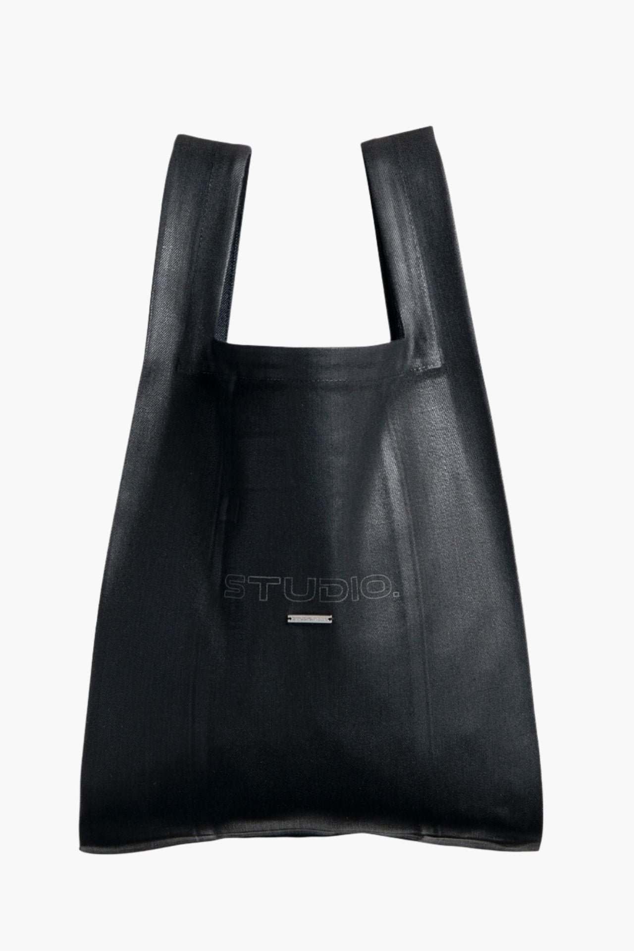 COATED DENIM MARCHE BAG MEDIUM BLACK COATING