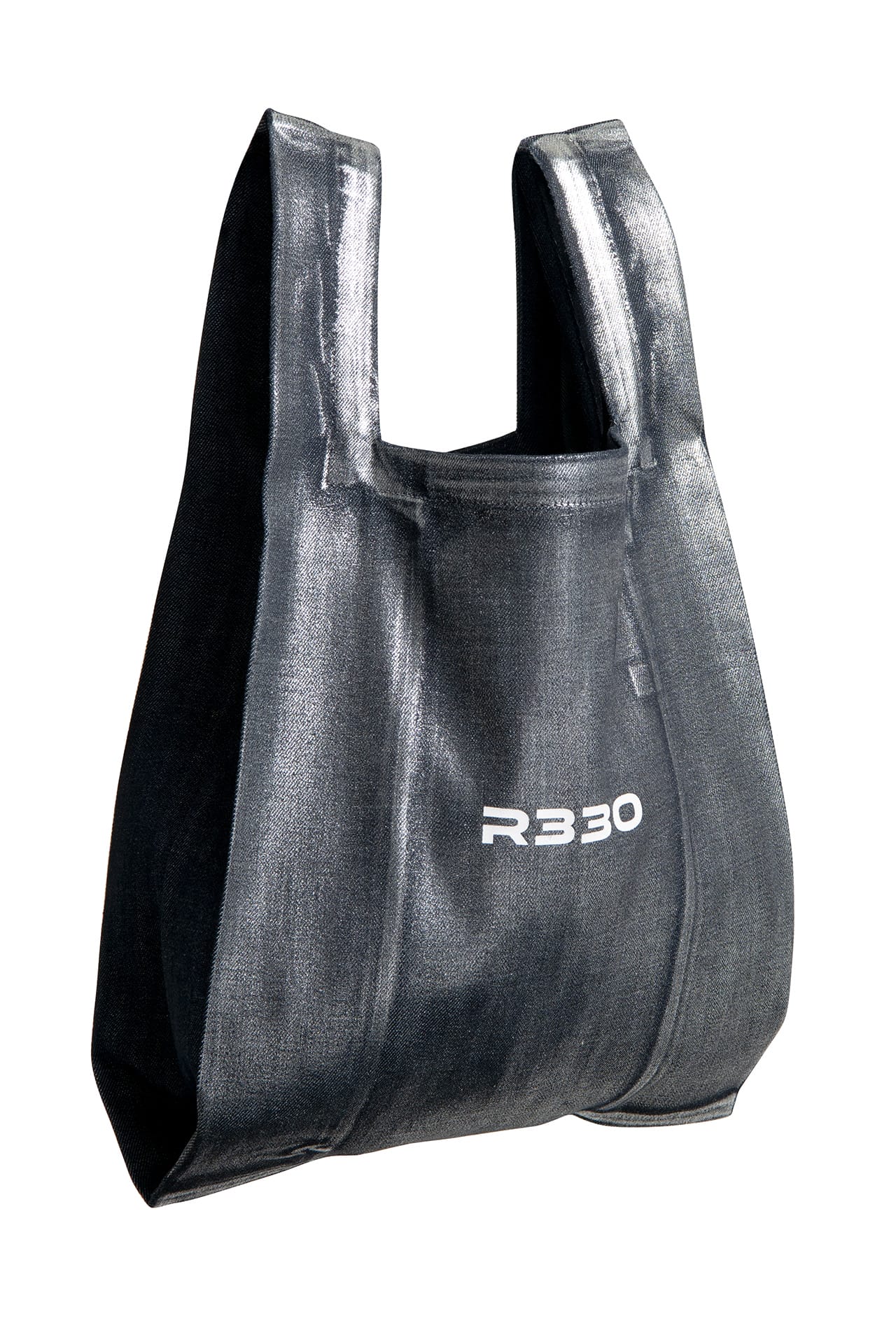 COATED DENIM MARCHE BAG MEDIUM - Black side 1