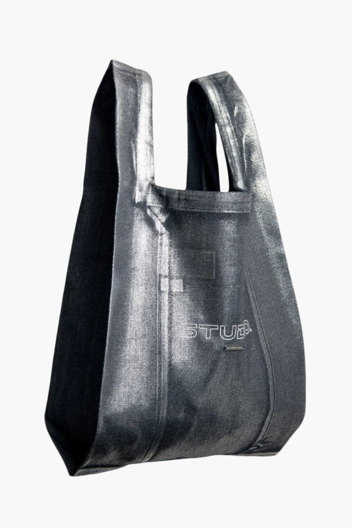 COATED DENIM MARCHE BAG SMALL GUNMETAL