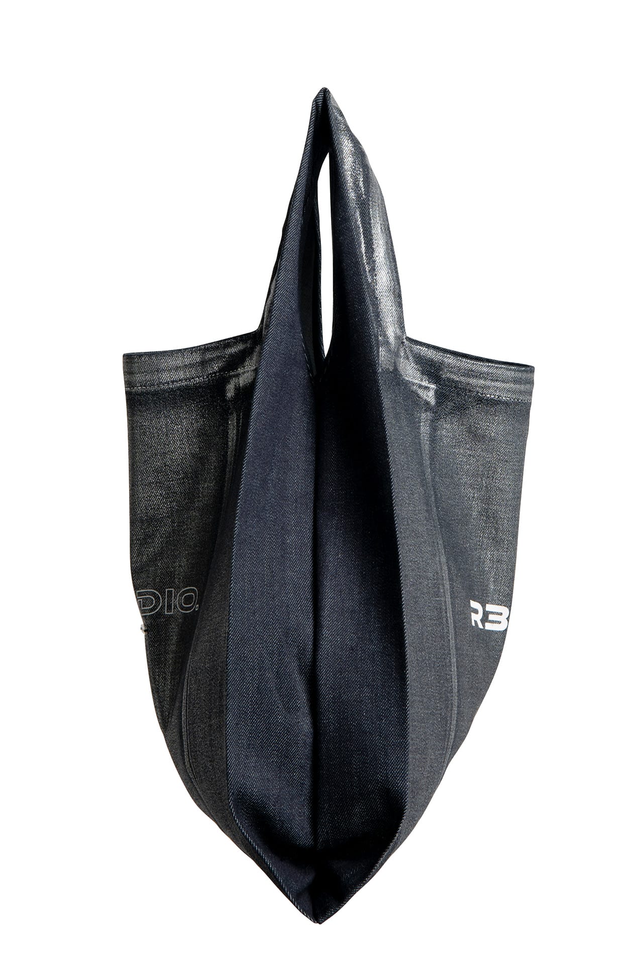 COATED DENIM MARCHE BAG MEDIUM - Black full side