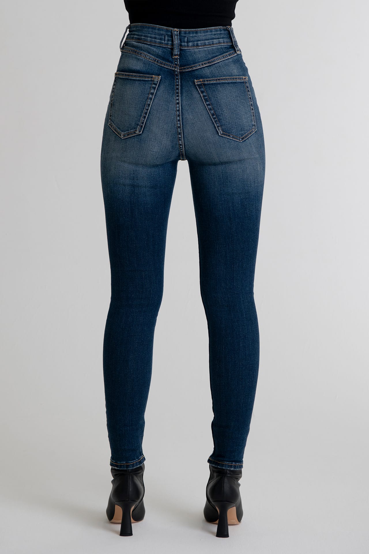 High Rise Skinny Vintage Wash - Dark Indigo back half