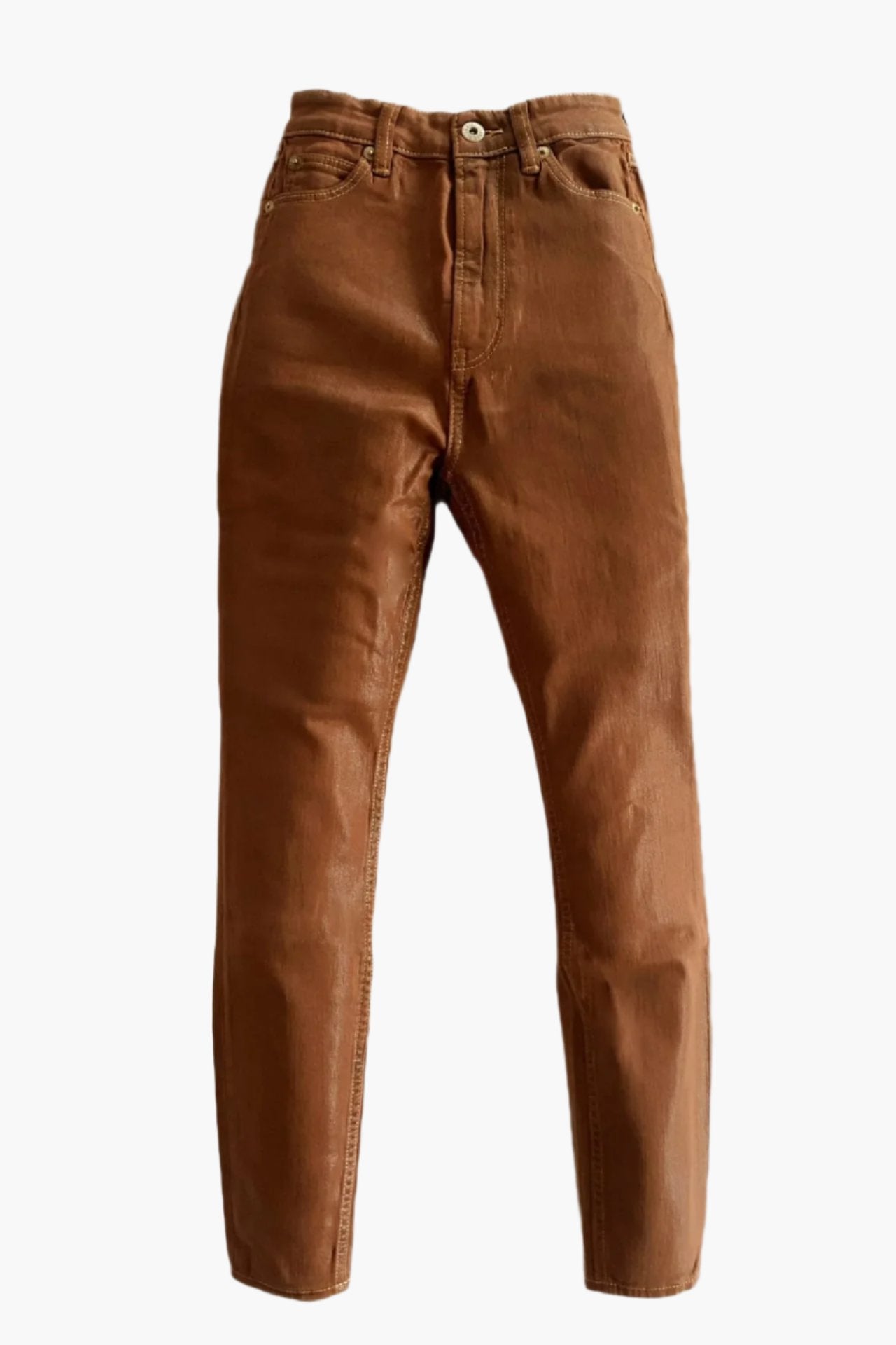 Coated High Rise Skinny - Light Brown