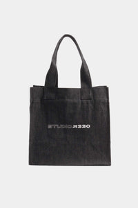 COATED DENIM MARCHE BAG SMALL BLACK COATING