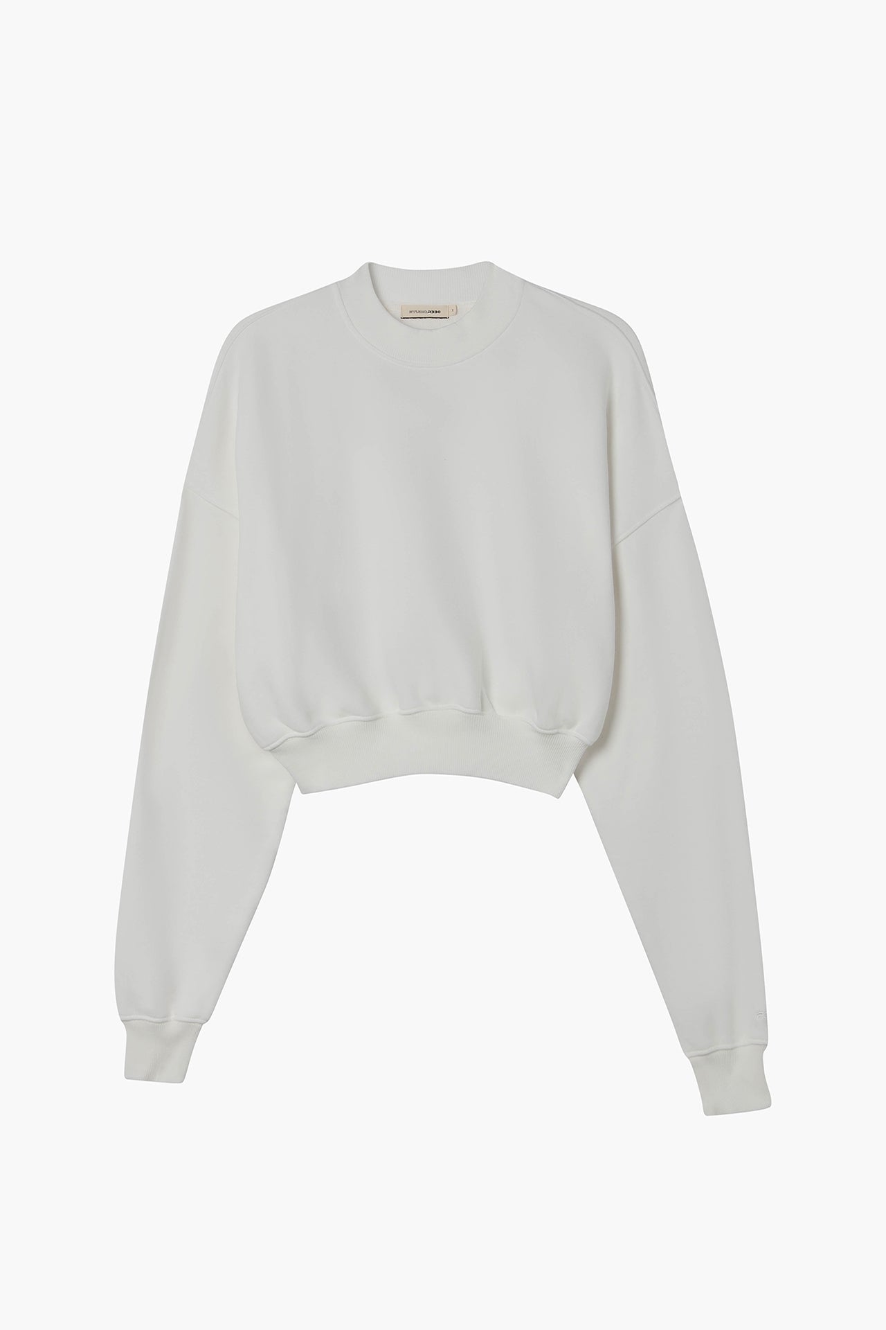 Cropped Mock Neck Crew Sweat