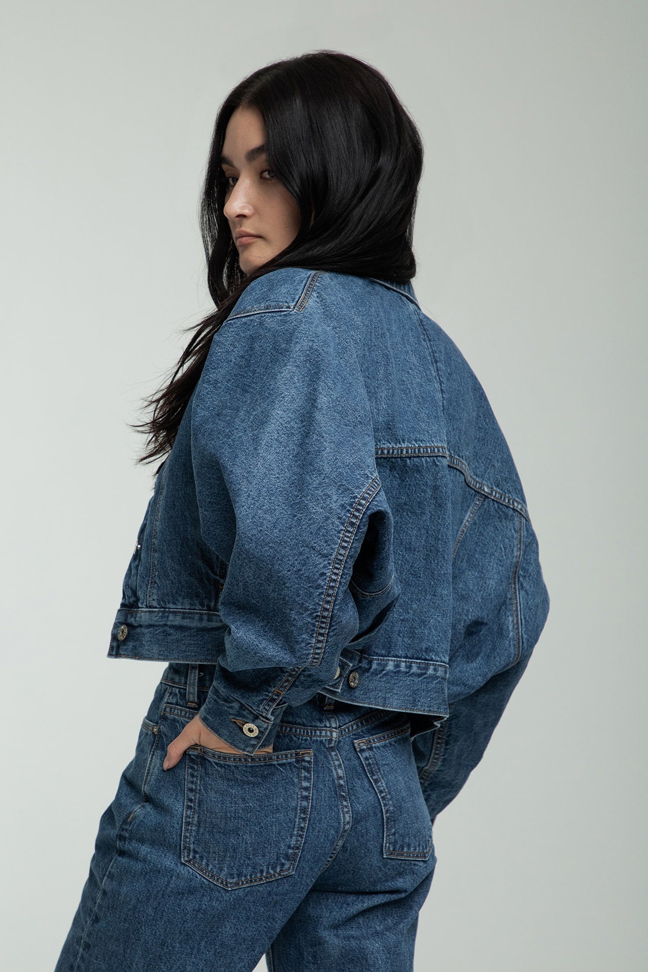 Dolman Sleeve Denim Jacket – STUDIO R330