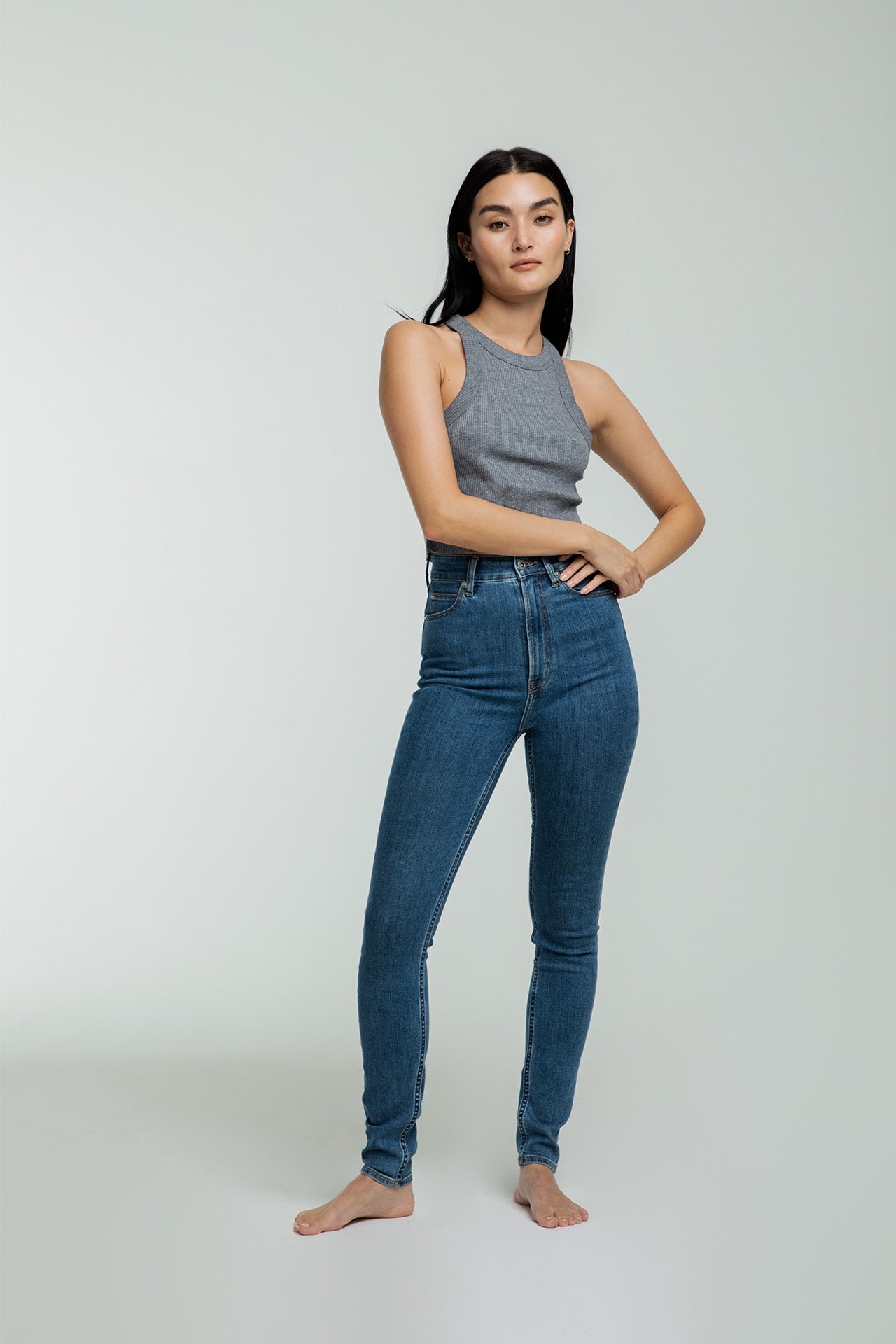 High Rise Skinny - Blue model front